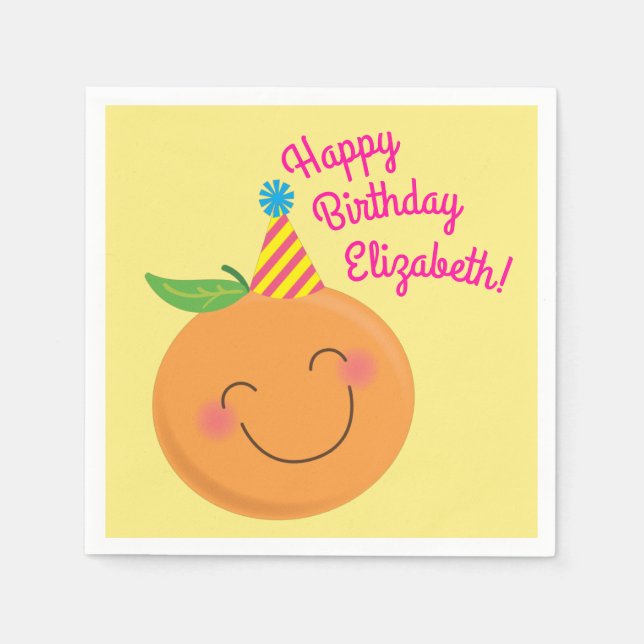 Servilleta De Papel Little Cutie Tangerine Birthday Party (Anverso)