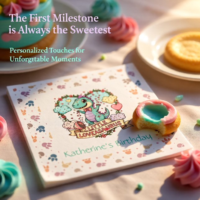 Servilleta De Papel Little Dino Birthday Personalized (Subido por el creador)