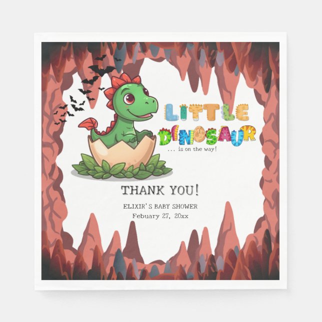 Servilleta De Papel Little Dinosaur Is on the Way (Anverso)