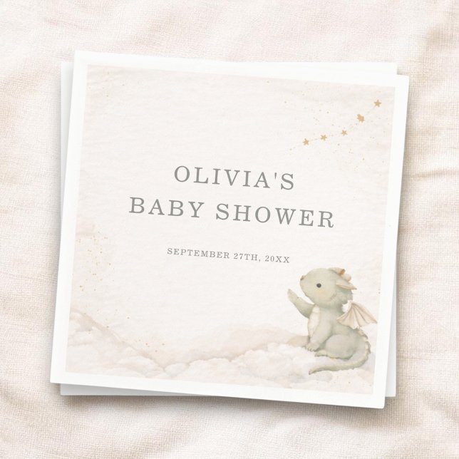 Servilleta De Papel Little Dragon Almost Here Baby Shower Party (Subido por el creador)