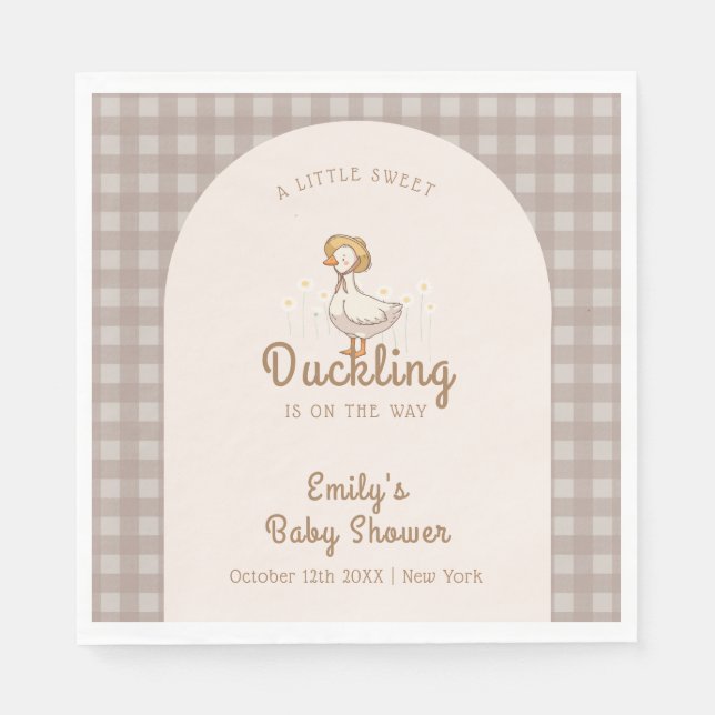 Servilleta De Papel Little Duckhouse Gingham Baby Shower (Anverso)