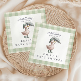 Servilleta De Papel Little Duckling Green Gender Neutral Baby Shower