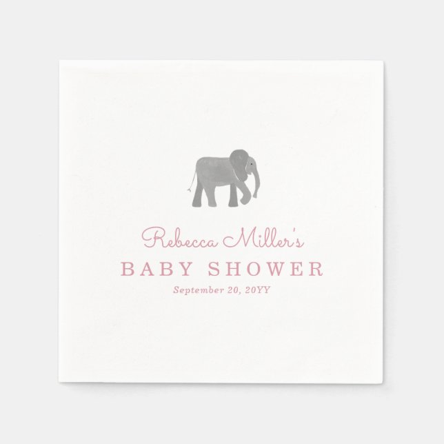 Servilleta De Papel Little Elephant Baby Shower (Anverso)