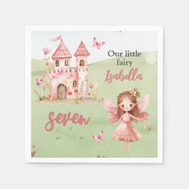 Servilleta De Papel Little Fairy Pink Castle Butterfly Any Age