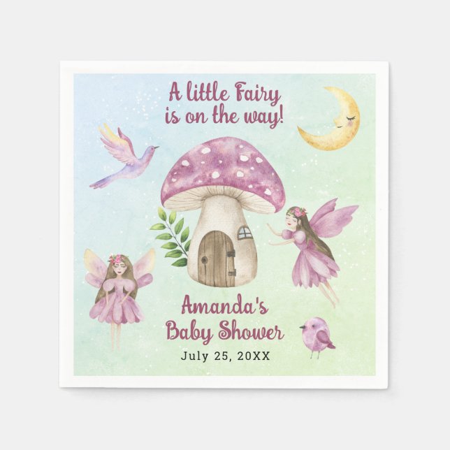 Servilleta De Papel Little Fairy Whimsical Baby Shower (Anverso)