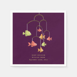 Servilleta De Papel Little Fish Crimson Red Baby Shower