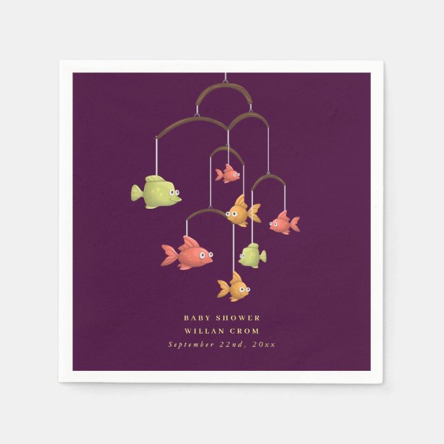 Servilleta De Papel Little Fish Crimson Red Baby Shower (Anverso)