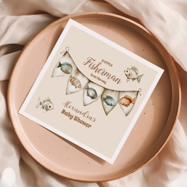 Servilleta De Papel Little Fishman Fishing Baby Shower (Subido por el creador)