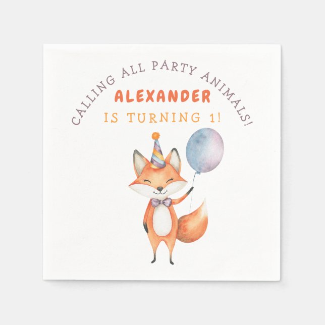 Servilleta De Papel Little Fox Birthday Party (Anverso)
