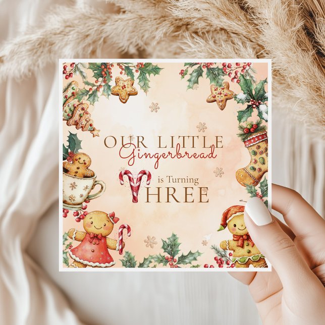 Servilleta De Papel Little Gingerbread Christmas 3rd Birthday (Subido por el creador)