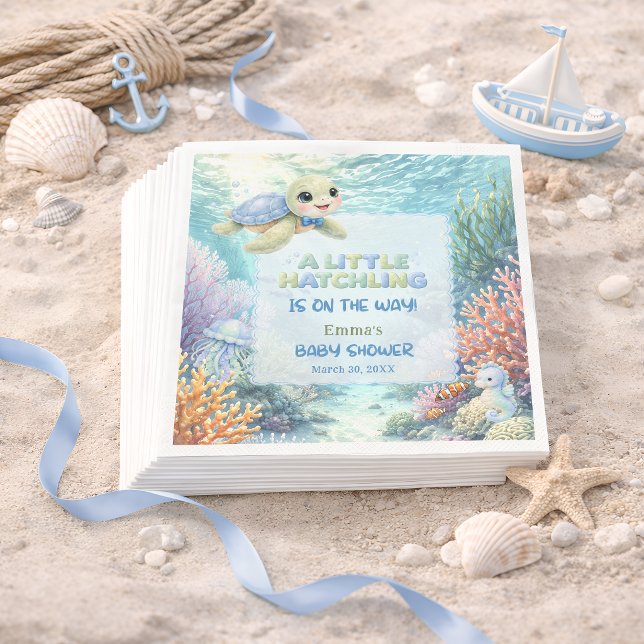 Servilleta De Papel Little Hatchling Sea Turtle Ocean Baby Shower (Subido por el creador)
