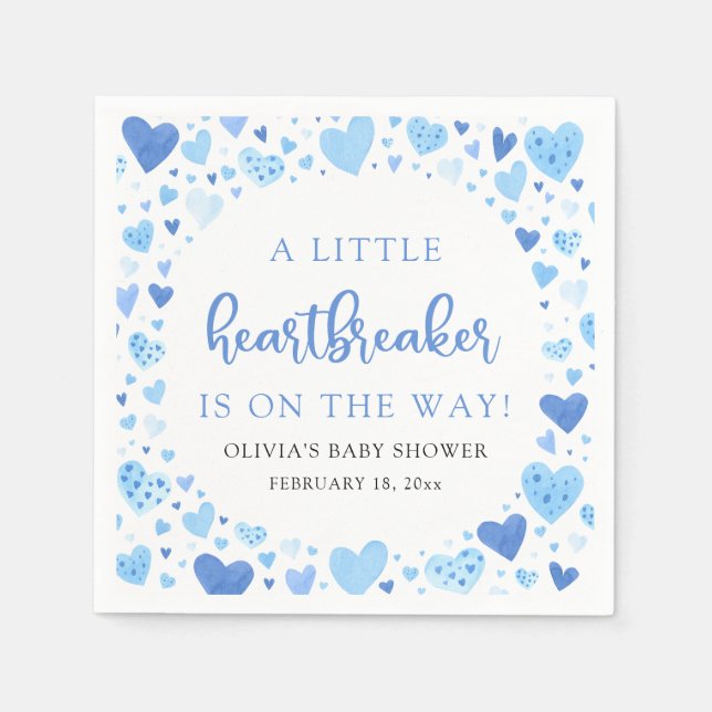 Servilleta De Papel Little Heartbreaker Blue Valentine Baby Shower (Anverso)