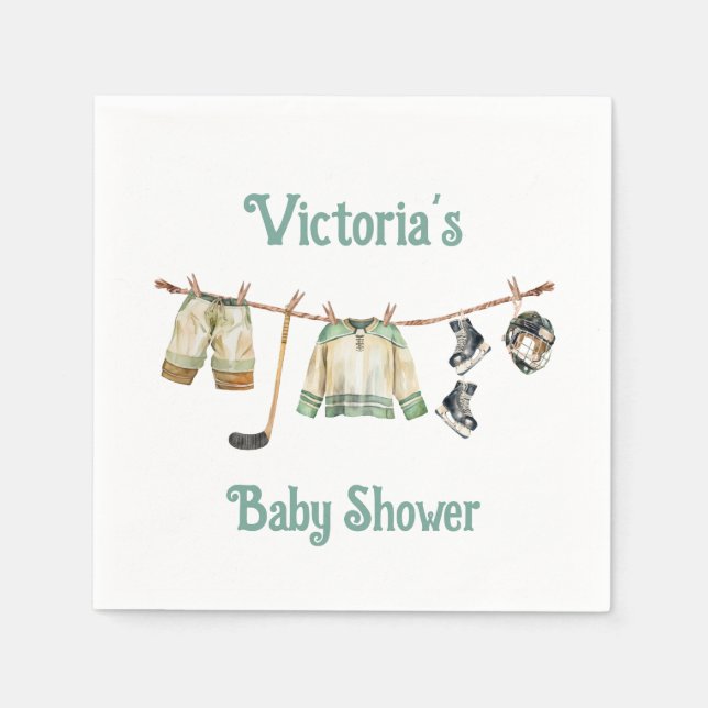 Servilleta De Papel Little Hockey Player Baby Shower Cloline (Anverso)