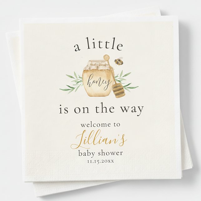 Servilleta De Papel Little Honey Is On The Way Bee Baby Shower (Subido por el creador)