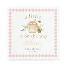 Little Honey On The Way Pink Gingham Baby Shower