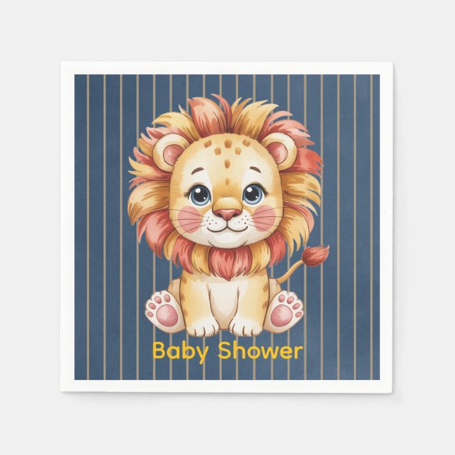 Servilleta De Papel Little Lion Boy Baby Shower (Anverso)