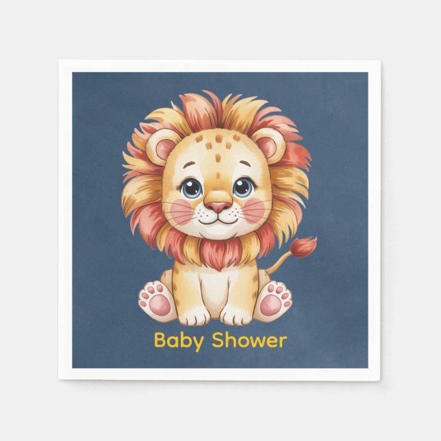 Servilleta De Papel Little Lion Boy Baby Shower (Anverso)