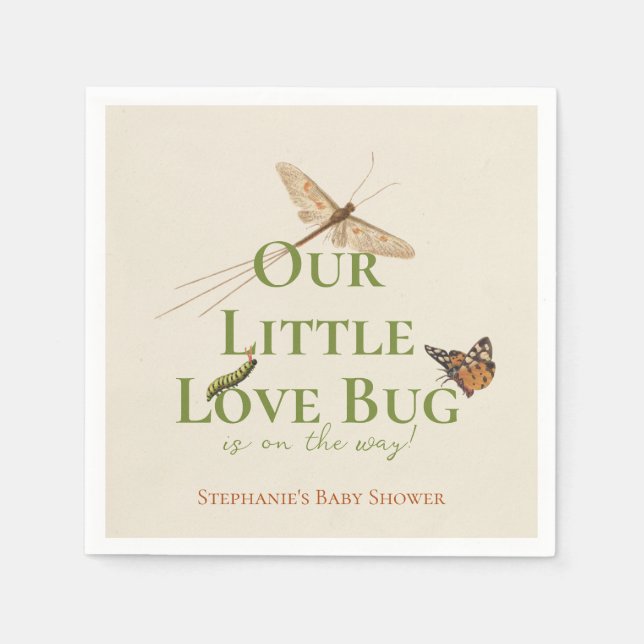 Servilleta De Papel Little Love Bug Baby Shower Gender Neutral (Anverso)