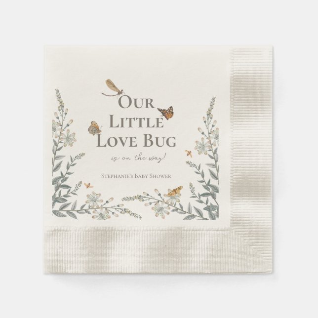 Servilleta De Papel Little Love Bug Baby Shower Gender Neutral (Anverso)