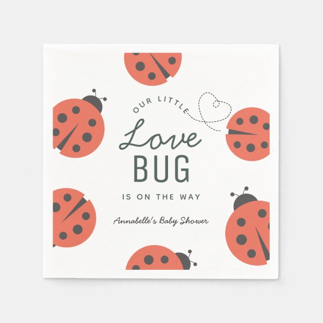 Servilleta De Papel Little Love Bug Ladybug Baby Shower Napkins (Anverso)