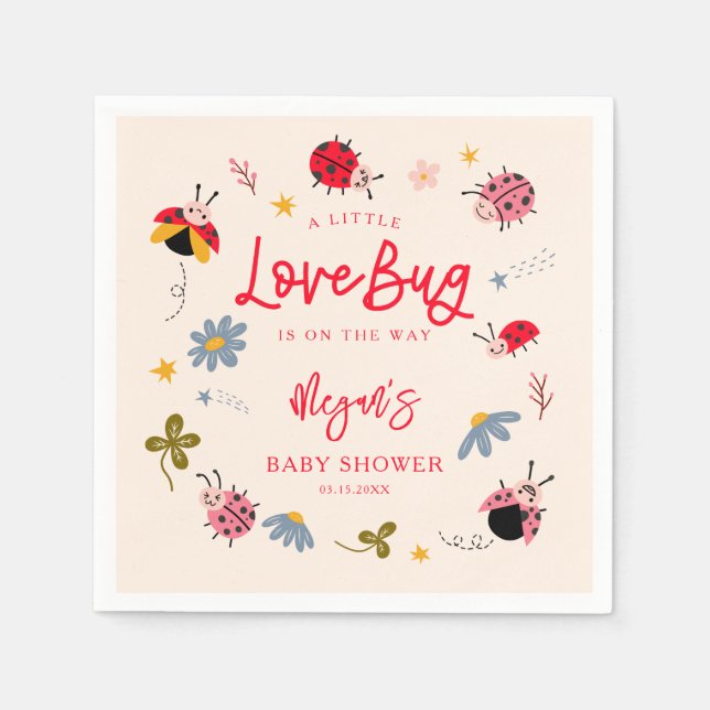 Servilleta De Papel Little Lovebug Insect Baby Shower (Anverso)