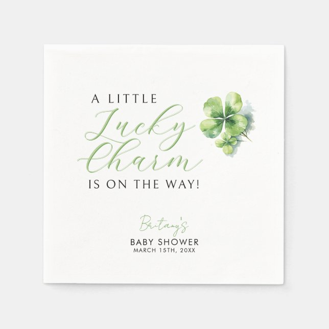 Servilleta De Papel Little Lucky Charm está en camino a Baby Shower (Anverso)