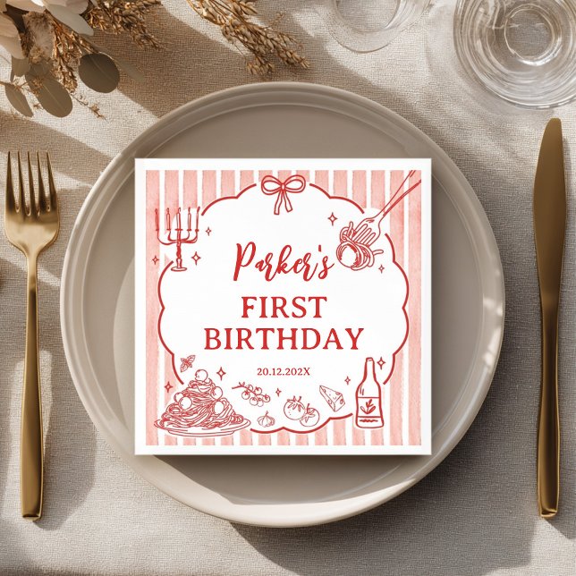 Servilleta De Papel Little Meatball Italian Pasta Birthday Party (Subido por el creador)