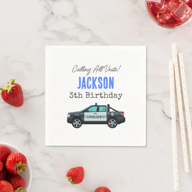 Servilleta De Papel Little Officer Police Birthday | Personalized  (In situ)