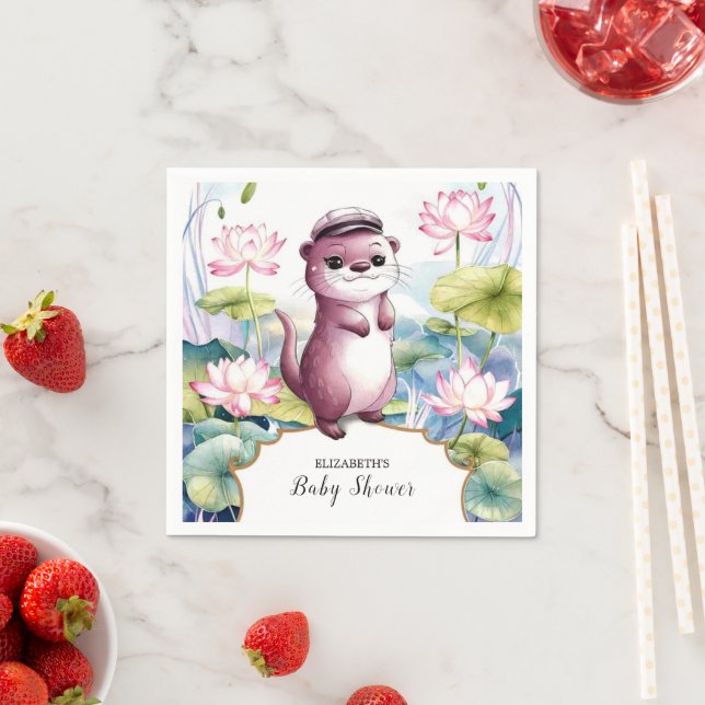 Servilleta De Papel Little Otter Baby Shower (In situ)