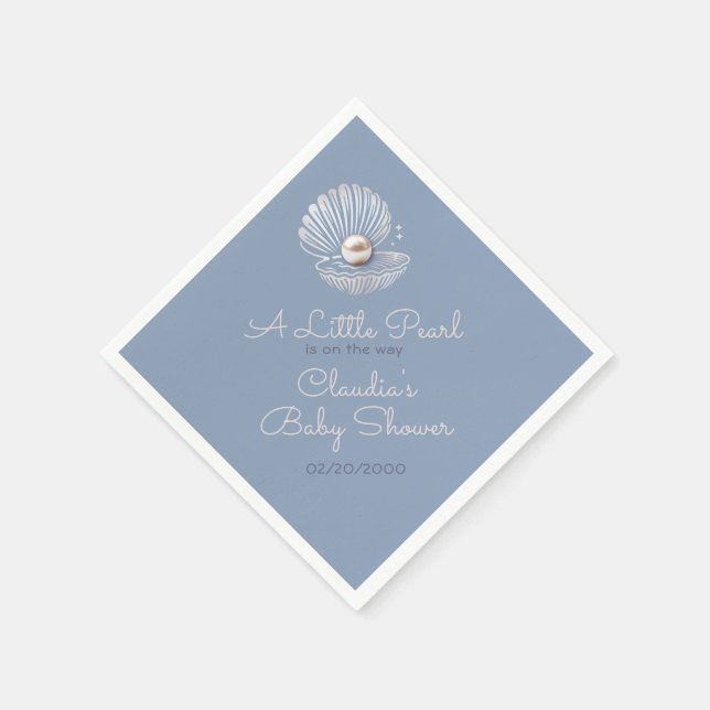 Servilleta De Papel Little Pearl Baby Shower (Borde)