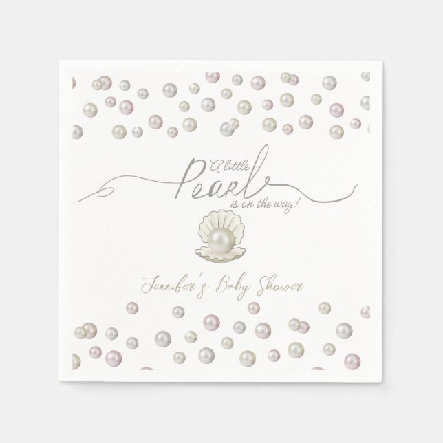 Servilleta De Papel Little Pearl Seashell Under Sea Baby Shower (Anverso)