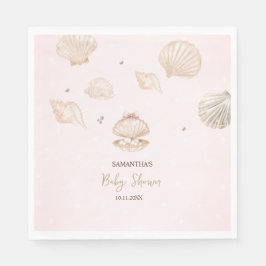 Servilleta De Papel Little Pearl Seashells Dots Baby Shower