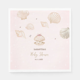 Servilleta De Papel Little Pearl Seashells Dots Baby Shower
