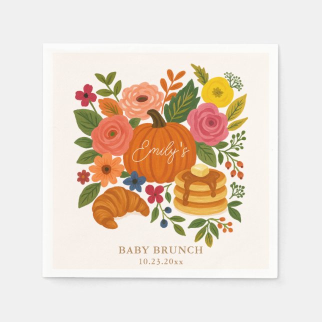 Servilleta De Papel Little Pumpkin Baby Shower Paper Napkin (Anverso)