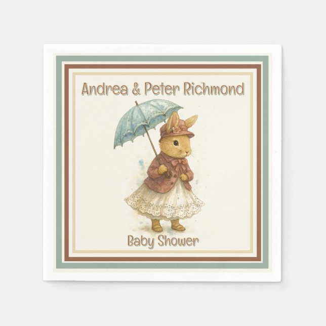 Servilleta De Papel Little Rabbit Baby Shower for Girl (Anverso)