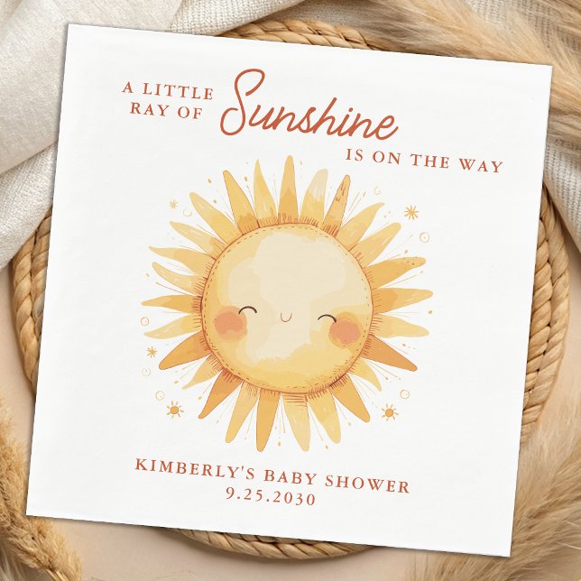 Servilleta De Papel Little Ray of Sunshine Boho Cute Sun Baby Shower (Subido por el creador)