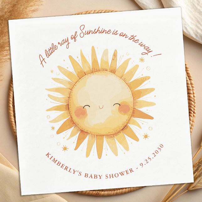 Servilleta De Papel Little Ray of Sunshine Cute Boho Sun Baby Shower (Subido por el creador)