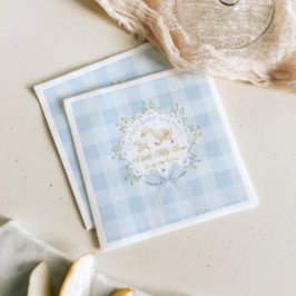 Servilleta De Papel Little Silly Goose Blue Gingham Baby Shower