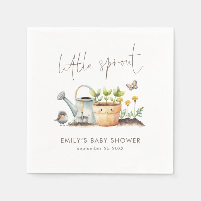 Servilleta De Papel Little Sprout Gender Neutral Garden Baby Shower  (Anverso)
