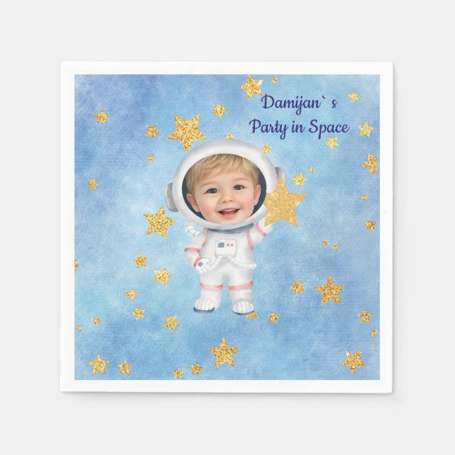 Servilleta De Papel Little Star Astronaut Party Napkin (Anverso)