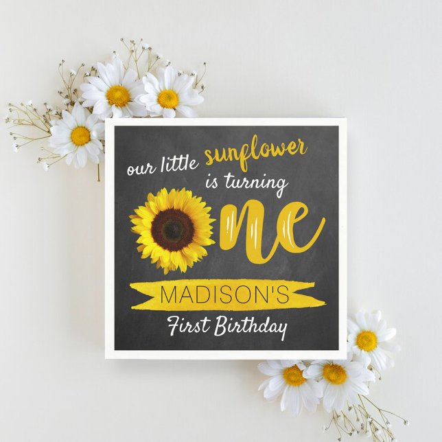Servilleta De Papel Little Sunflower Chalkboard 1º cumpleaños (Subido por el creador)