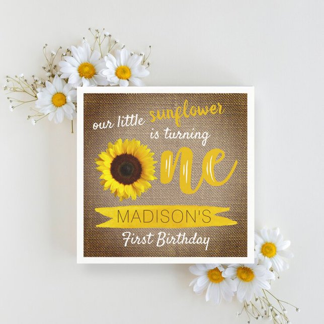 Servilleta De Papel Little Sunflower Rustic Burlap 1er cumpleaños (Subido por el creador)