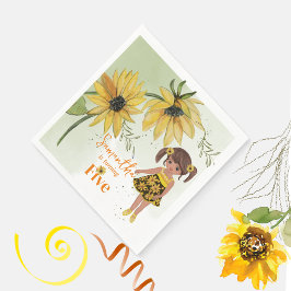 Servilleta De Papel Little Sunflower Watercolor Quinto Chica Cumpleaño