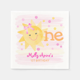 Servilleta De Papel Little Sunshine 1er cumpleaños Chica amarillo rosa