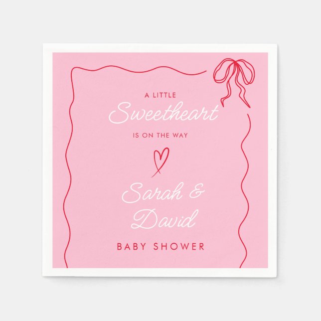 Servilleta De Papel Little Sweatheart Valentines Red Baby Shower rosa (Anverso)