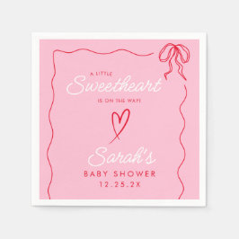 Servilleta De Papel Little Sweatheart Valentines Red Baby Shower rosa