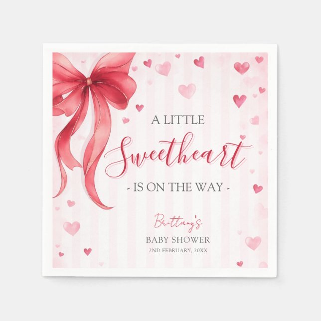 Servilleta De Papel Little Sweetheart Valentines Baby Shower  (Anverso)
