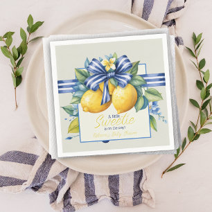 Servilleta De Papel Little Sweetie Blue Bow Tile Lemon Baby Shower