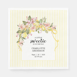 Servilleta De Papel Little Sweetie Lemon Yellow Pink Baby Shower