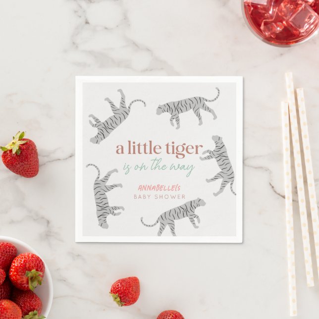 Servilleta De Papel Little Tiger Modern Grey Baby Shower (In situ)